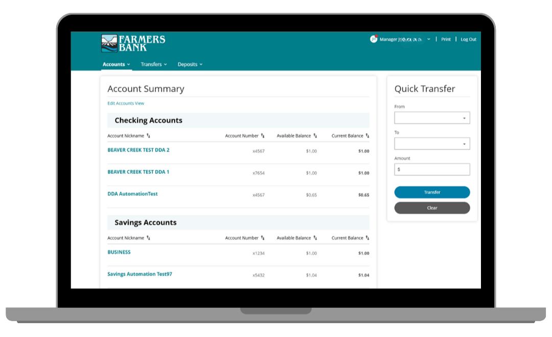 laptop showing online banking